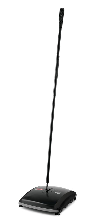 Rubbermaid Barredora mecánica de doble acción, Negro, Acero galvanizado y plástico ABS resistente, Para pisos duros y alfombras de pelo bajo