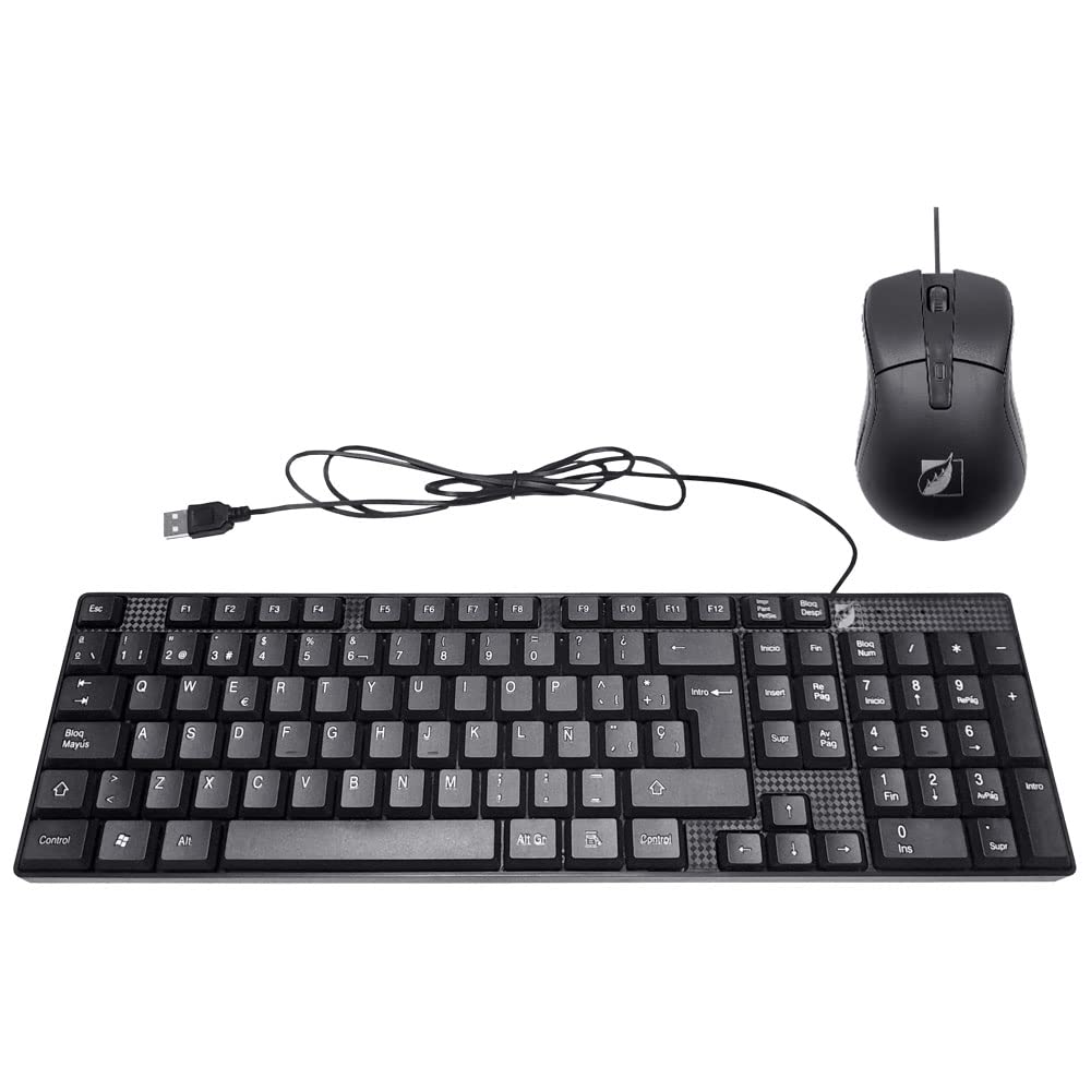 Kit de Teclado Multimedia alámbrico Texturizado y Mouse 18-8323