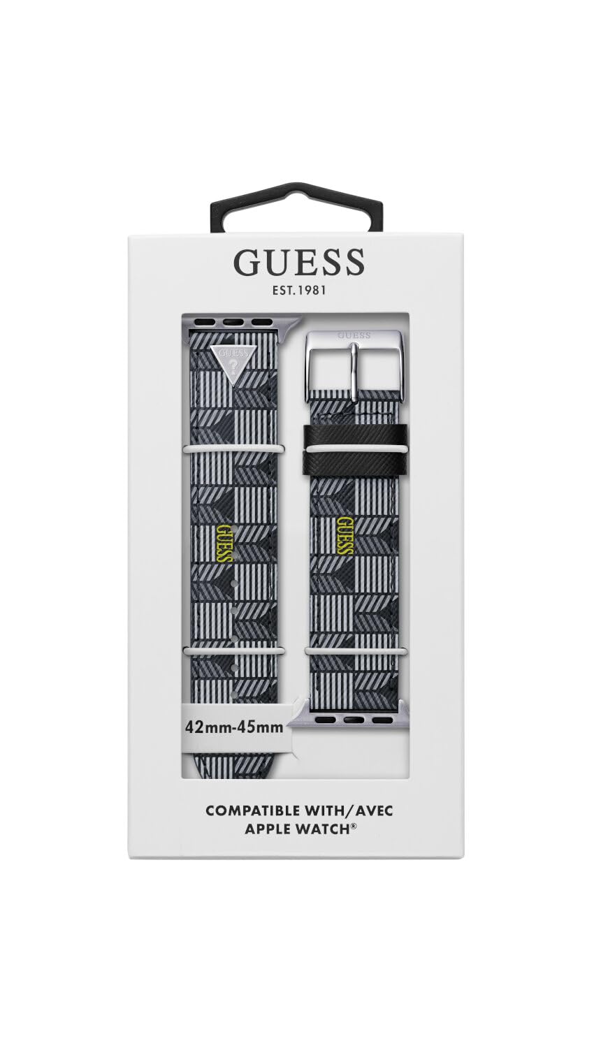 GUESS Correa de reloj inteligente para Caballero compatible con Apple Watch (42MM-44MM) Negro