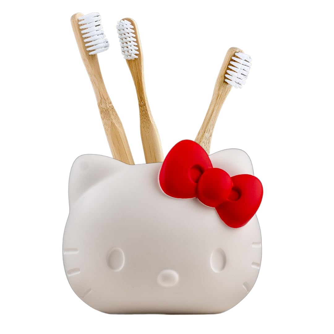 Collectibles Peanuts Snoopy - Soporte para cepillos de Dientes - Vaso para brochas de Maquillaje (Producto Oficial) de Franco - Rojo - Soporte para cepillo para polvo de dientes Hello Kitty