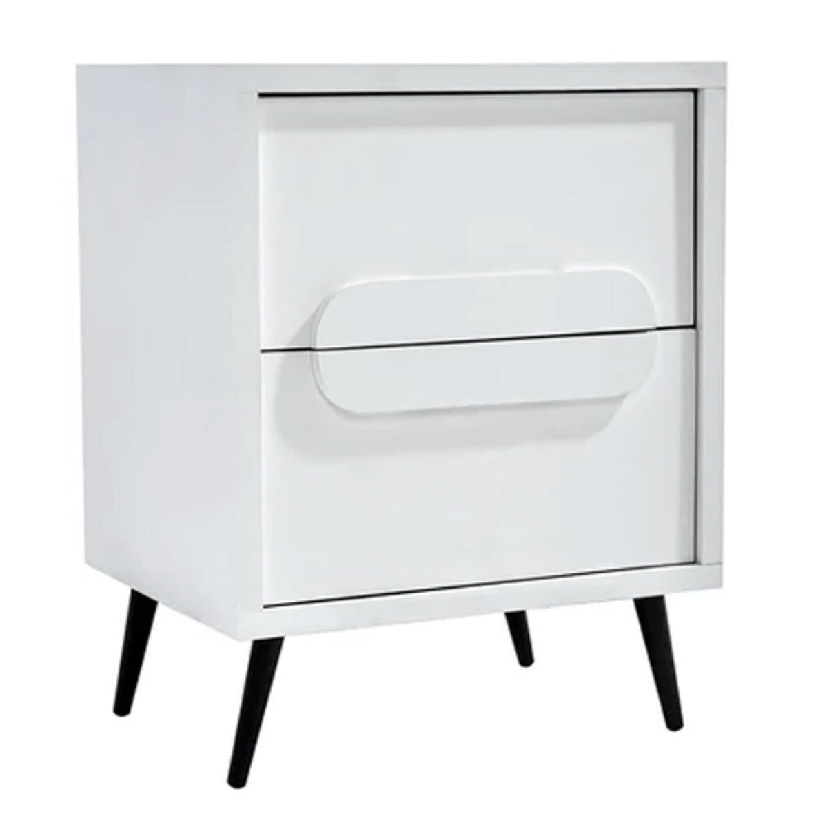 Buró Color Blanco con 2 Cajones, Soporte Metálico y Estructura de Madera MDF.