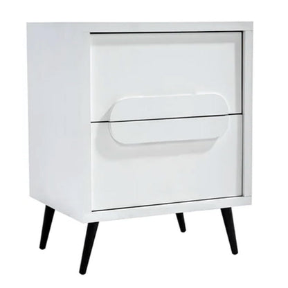 Buró Color Blanco con 2 Cajones, Soporte Metálico y Estructura de Madera MDF.