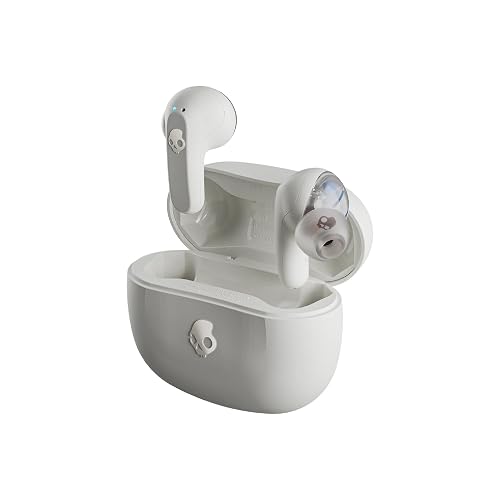 Skullcandy Rail Auriculares In-Ear Inalámbricos, 42 h de Autonomía, Skull-iQ, con Alexa Habilitada, Micrófono, Compatibles con iPhone Android y Dispositivos Bluetooth, Blanco