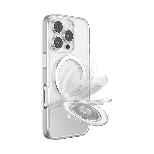 PopSockets - Empuñadura para MagSafe, Soporte de Pata, Purpurina | Soporte magnético ajustable, modo vertical u horizontal, transparente, translúcido