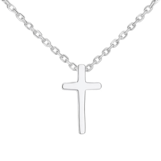 XYPHIELLE Collar de Cruz en Plata 925 para Mujer, Dije Elegante de Fe con Cadena de 45cm, Joyería Minimalista para Regalo de Bautizo y Ocasiones Especiales