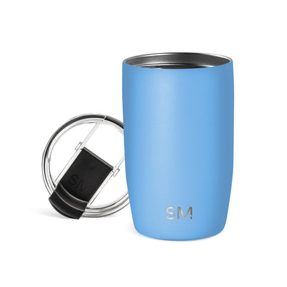 Simple Modern Voyager - Taza de Viaje con Tapa Abatible, Acero Inoxidable, Popotes Incluidos - 350ml - -Snow Day