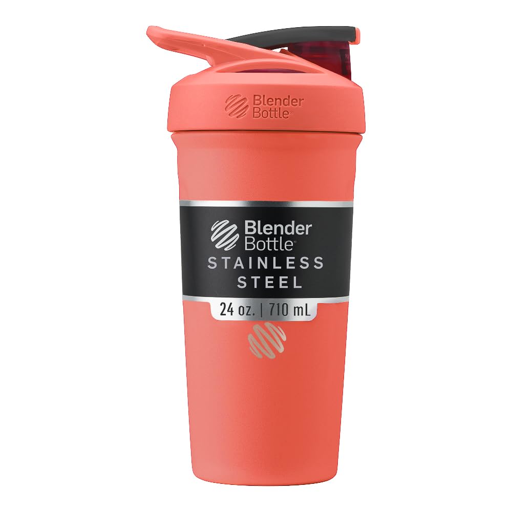 BlenderBottle Strada Botella Mezcladora 25 oz Negro - 0.7 Litros - Coral