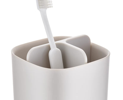 Joseph Joseph Easy-Store - Compact Toothbrush Holder Caddy Bathroom Storage- Ecru Small