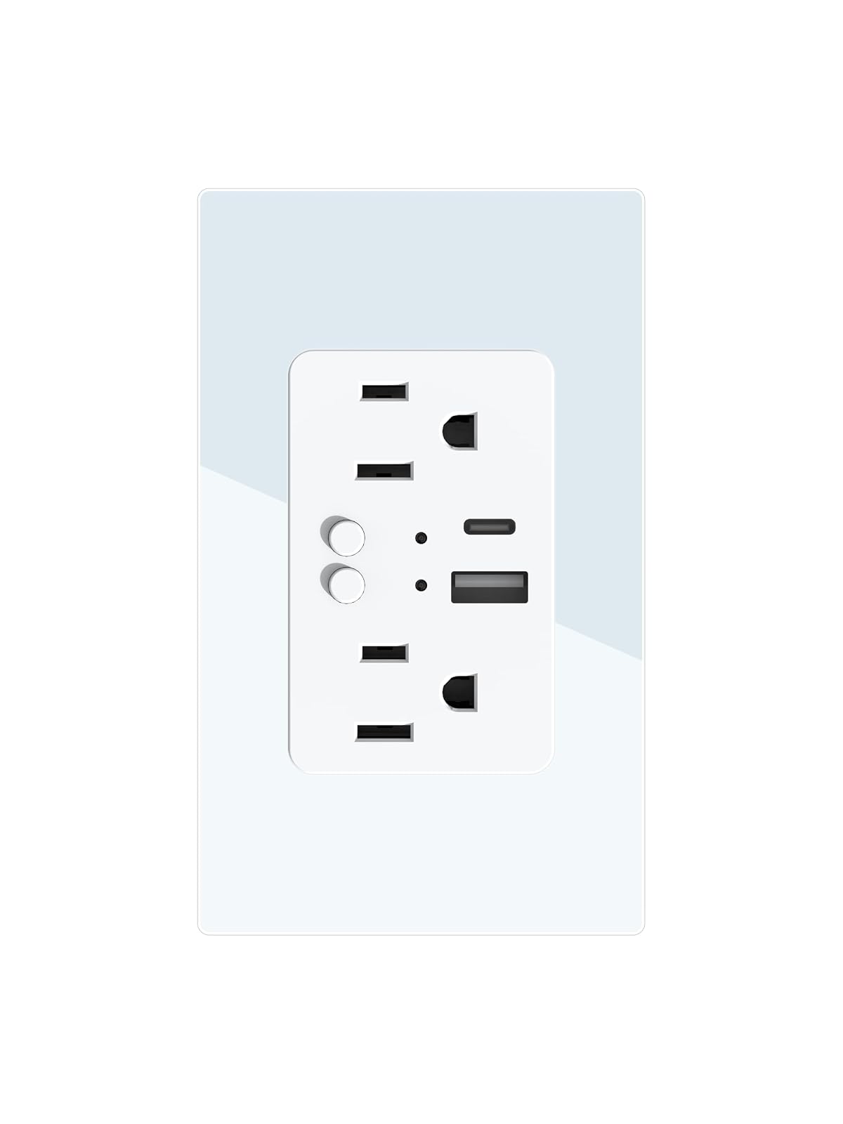 Tecnolite Connect - Contacto de Pared Inteligente WiFi Tomacorriente, 2 contactos + 2 puertos USB C/USB A, Cable Neutro, Compatible con App móvil, Alexa, Google y Siri