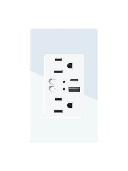 Tecnolite Connect - Contacto de Pared Inteligente WiFi Tomacorriente, 2 contactos + 2 puertos USB C/USB A, Cable Neutro, Compatible con App móvil, Alexa, Google y Siri