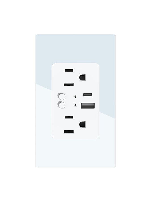 Tecnolite Connect - Contacto de Pared Inteligente WiFi Tomacorriente, 2 contactos + 2 puertos USB C/USB A, Cable Neutro, Compatible con App móvil, Alexa, Google y Siri