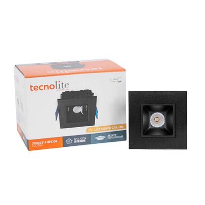 Tecnolite Lampara Empotrado en Techo Negro 3W Luz suave cálida 3YDLED3161MV30N