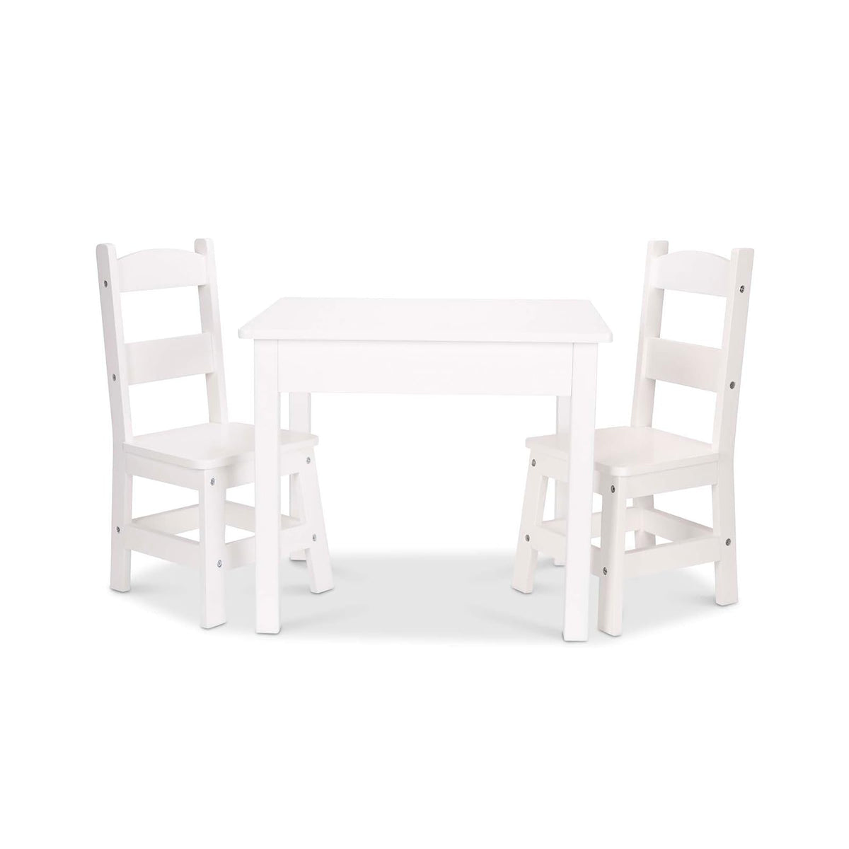 Melissa & Doug Mesa y sillas de madera sólida, construcción robusta de madera, capacidad de 150 lbs (68 kg), fácil de armar, juego de 3 piezas, 50.8 cm ancho x 59.69 cm H x 52.07 cm largo
