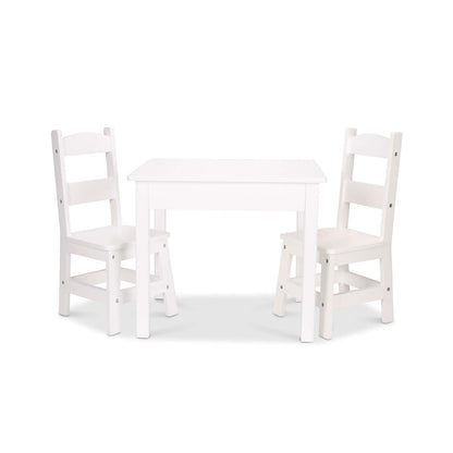 Melissa & Doug Mesa y sillas de madera sólida, construcción robusta de madera, capacidad de 150 lbs (68 kg), fácil de armar, juego de 3 piezas, 50.8 cm ancho x 59.69 cm H x 52.07 cm largo