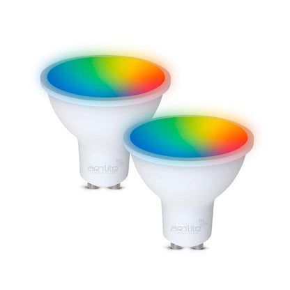 2 FOCOS SMART LED WiFi GU10 6W RGB CW MULTICOLOR Y BLANCOS ATENUABLES