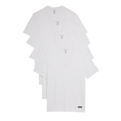 Nautica - Paquete de 4 Camisetas de algodón con Cuello en V para Hombre, Logotipo