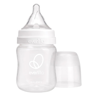 Evenflo Balance+ Biberones de Polipropileno Cuello Ancho 5 oz con Mamila Flujo Lento 2 Pack