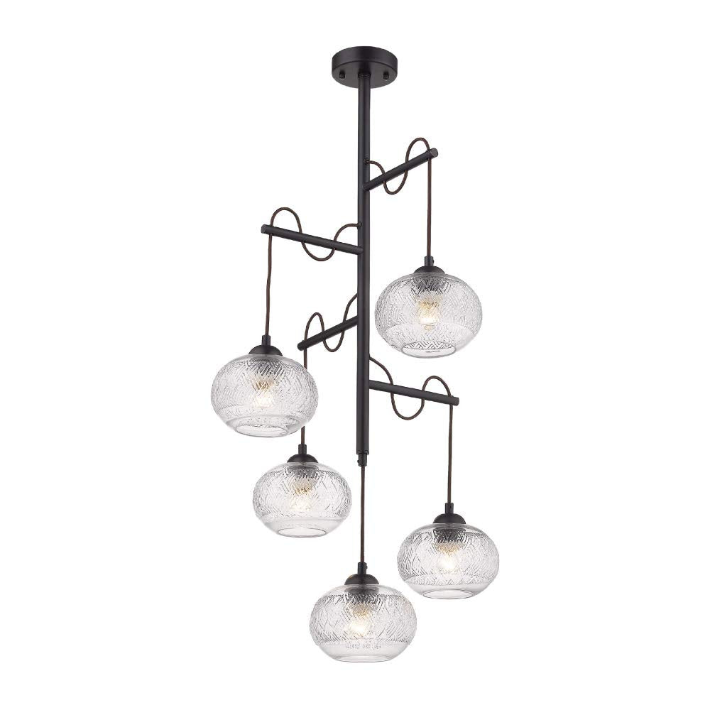 Tecnolite Lampara Colgante Aluminio Negro/Cristal Transparente 42.5W 100V 300CTL8405MVCT, Grande