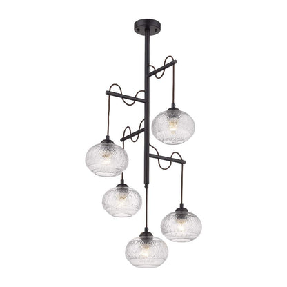 Tecnolite Lampara Colgante Aluminio Negro/Cristal Transparente 42.5W 100V 300CTL8405MVCT, Grande