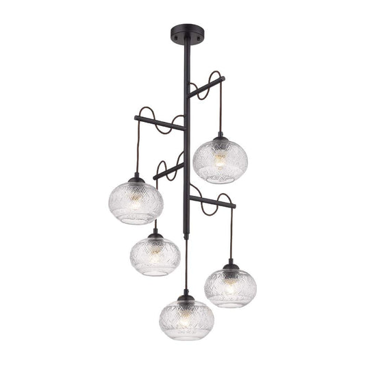 Tecnolite Lampara Colgante Aluminio Negro/Cristal Transparente 42.5W 100V 300CTL8405MVCT, Grande