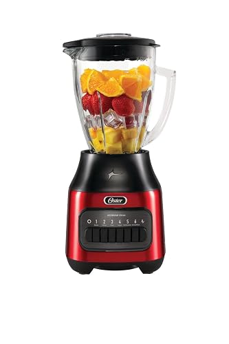 Oster® Licuadora con Vaso de Vidrio, y 6 Velocidades más Pulso, Rojo, BLSTPEG-CPB