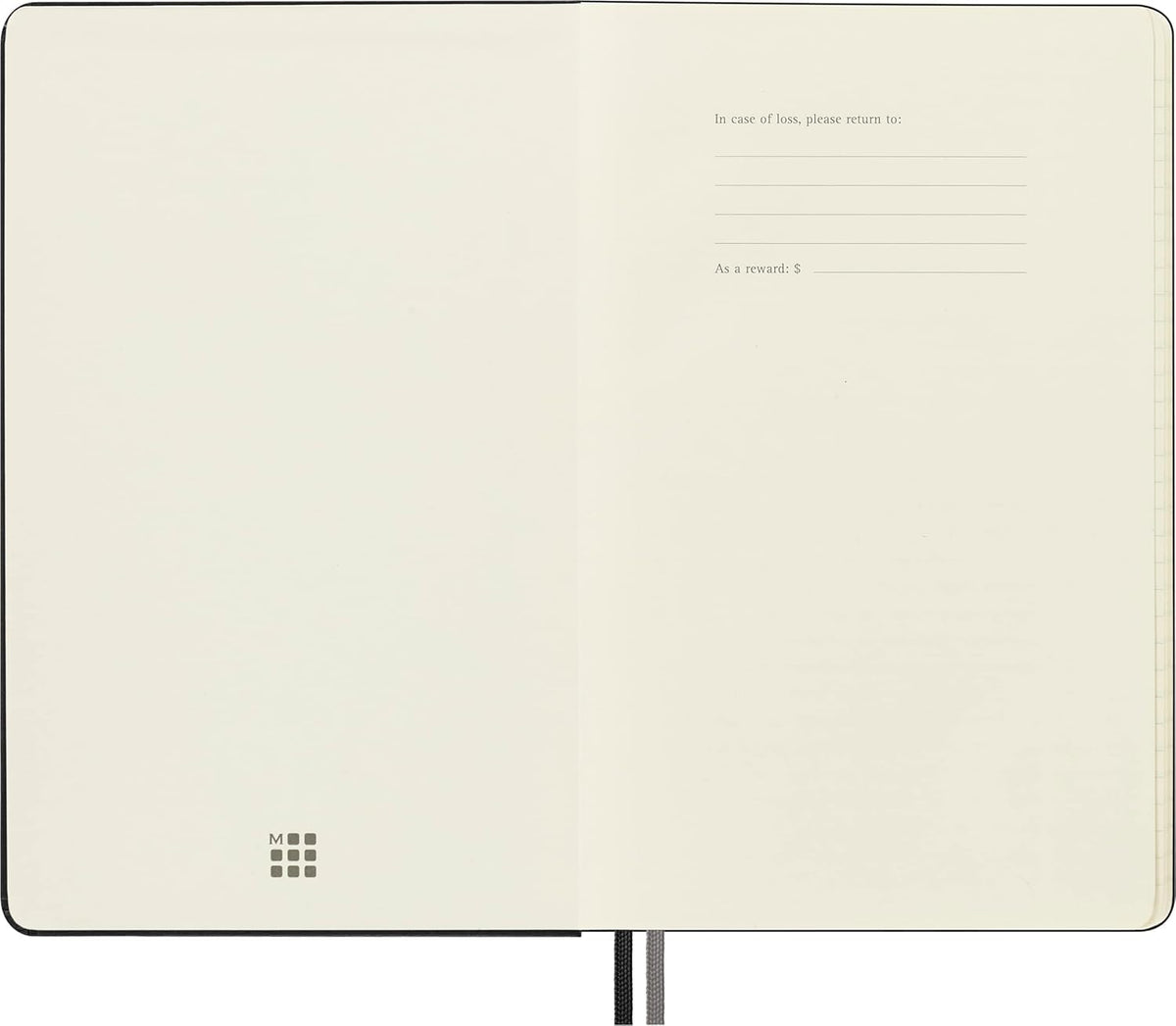 Moleskine Cuaderno ampliado clásico, tapa dura, grande (12.7 x 20.8 cm), rayado/forrado, negro, 400 páginas