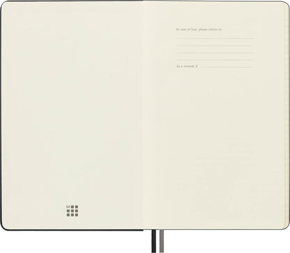 Moleskine Cuaderno ampliado clásico, tapa dura, grande (12.7 x 20.8 cm), rayado/forrado, negro, 400 páginas