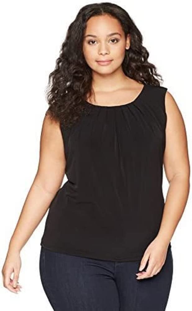 Calvin Klein Camisón de Cuello Plisado para Mujer, Talla Grande