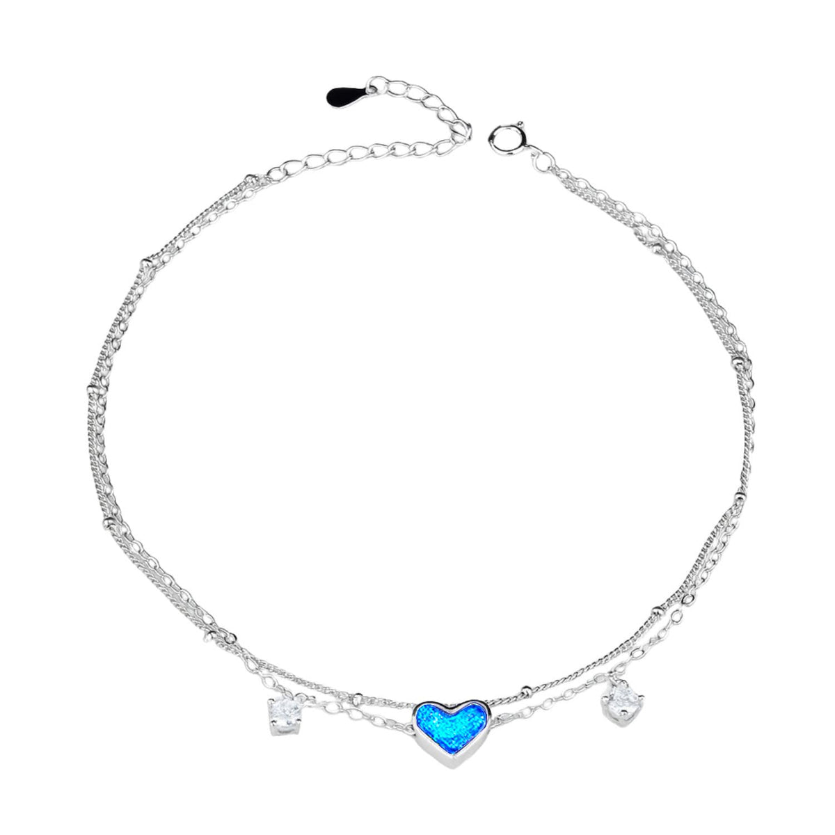 XYPHIELLE Tobillera de Corazón en Plata 925 para Mujer, Pulsera de Tobillo Ajustable con Dije, Joyería de Verano para Playa y Viajes, Regalo Romántico