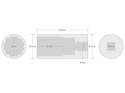 TEKTON SID13213 - Llave de impacto de 12 puntos de profundidad de 3/8 pulgadas x 1/2 pulgadas de profundidad