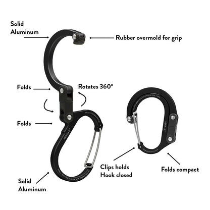 Gear Aid HEROCLIP (Small) Carabiner Gear Clip and Hook, for Hanging Bags, Purses, Lanterns, Strollers, Tools, Helmets, Water Bottles, and More
