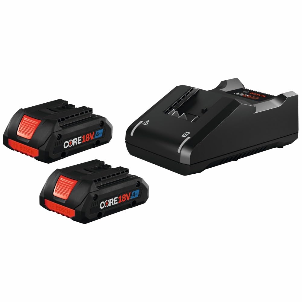 BOSCH GXS18V-11N25 Kit de arranque de 18 V con (2) baterías de alimentación avanzadas CORE18V de 4 Ah y (1) cargador de batería estándar de 18 V
