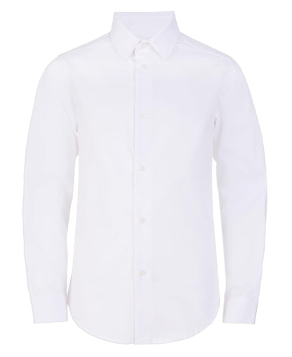 Calvin Klein Camisa de Vestir Manga Larga Ajustada para Niño - Blanco - 18