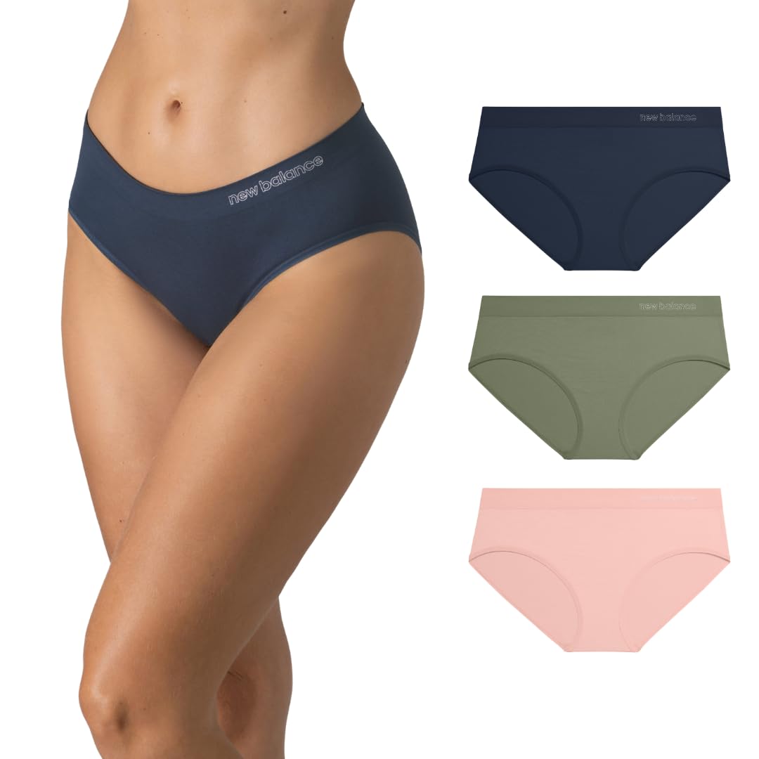 New Balance Pantaleta Hipster sin Costuras Paquete de 3 Mujer - Pink Haze - índigo - True Camo - M