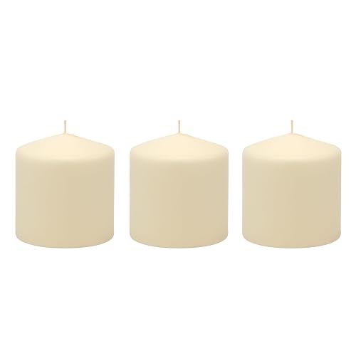 Stonebriar - Paquete de 3 velas altas de 3 x 3 pulgadas de 18 horas de duración de cera de marfil sin perfume