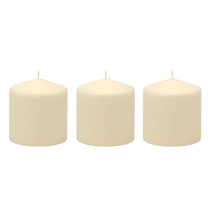 Stonebriar - Paquete de 3 velas altas de 3 x 3 pulgadas de 18 horas de duración de cera de marfil sin perfume