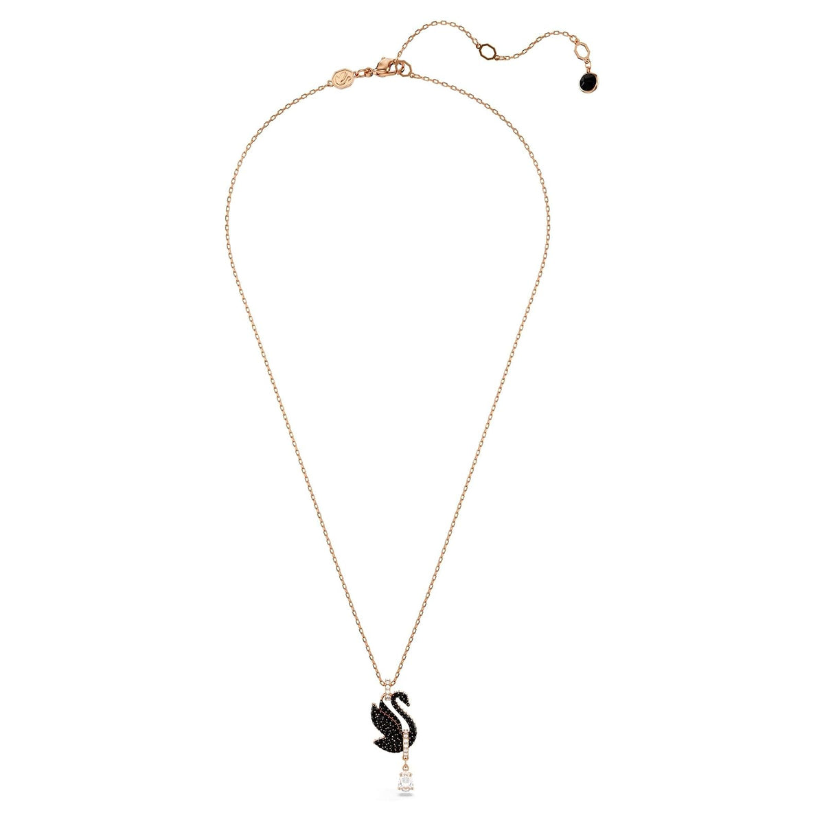 Swarovski Colgante Swarovski Swan, Cisne, Negro, Baño tono oro rosa