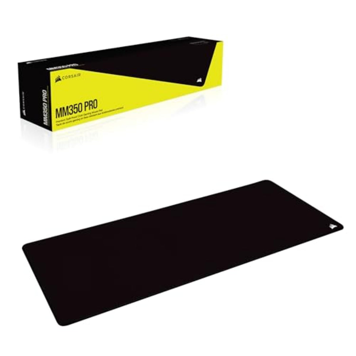 Corsair MM350 Pro Alfombrilla Tela a Prueba de Derrames para Juegos, Superficie 93 cm x 40 cm, Microtejido, Goma Afelpada Gruesa 4 mm, Base Goma Texturizada Antideslizante, Extendido XL – Negro