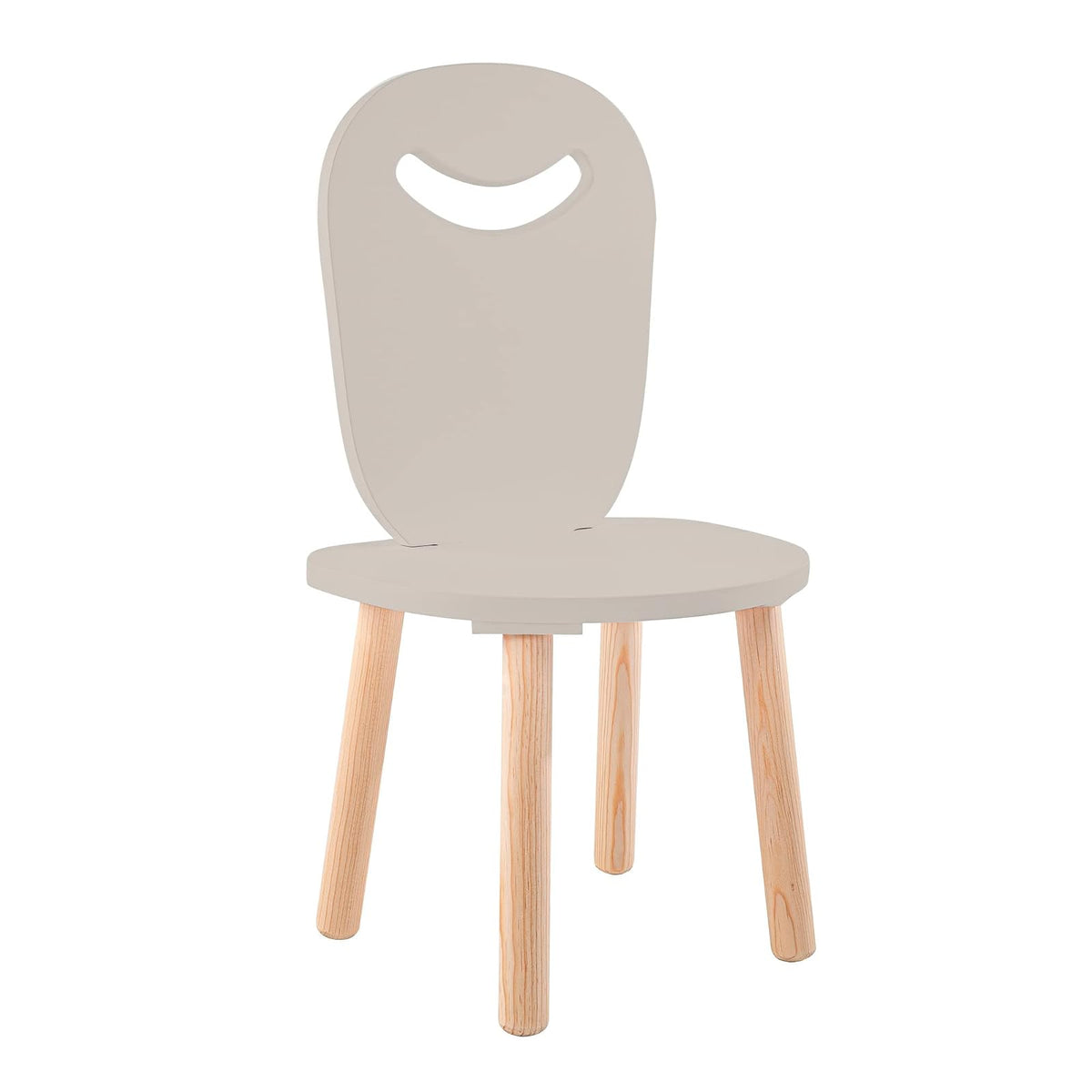 DUDUK Silla Moderna Infantil de Madera con Agarradera - Gris claro