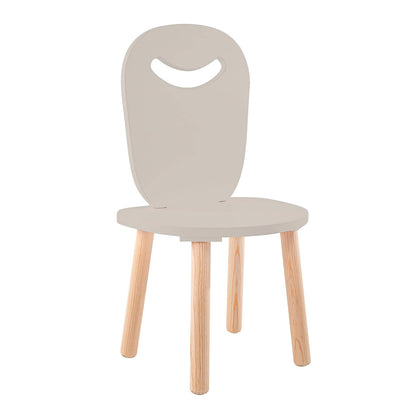 DUDUK Silla Moderna Infantil de Madera con Agarradera - Gris claro