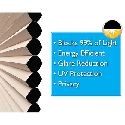 Easy Lift Trim-at-Home Cordless Cellular Blackout Fabric Shade Natural, 36 in x 64 in, (Fits windows 19"- 36")