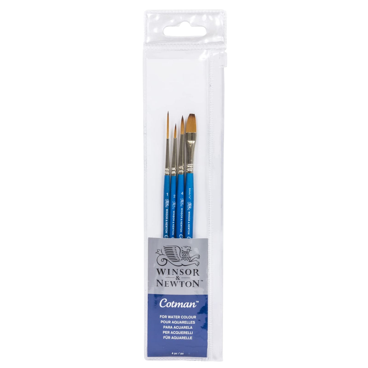 Winsor & Newton Cotman Set de Pinceles para Acuarela - Paquete de 4 - Redondas 2 y 4, aparejo 1, un trazo 1 - 4 pulgadas
