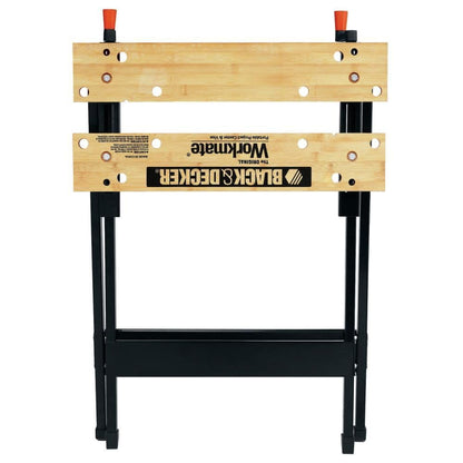 BLACK+DECKER Banco de Trabajo Portátil, Mesa Plegable Acero y Madera Negro/Naranja, 158kg, WM125