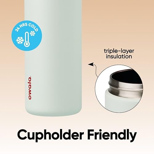 Owala FreeSip Botella de acero inoxidable aislada con popote, botella de agua deportiva libre de BPA, ideal para viajar, 32 oz, Cementerio