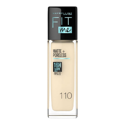 Maybelline Fit Me Base de Maquillaje Líquida Matte Poreless - Porcelana - Base de Maquillaje