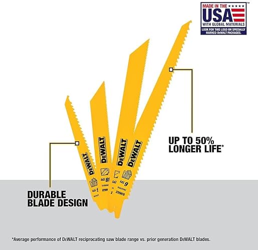 DEWALT DW4898 Bi-Metal Reciprocating Saw Blade Set with Case, 10-Piece