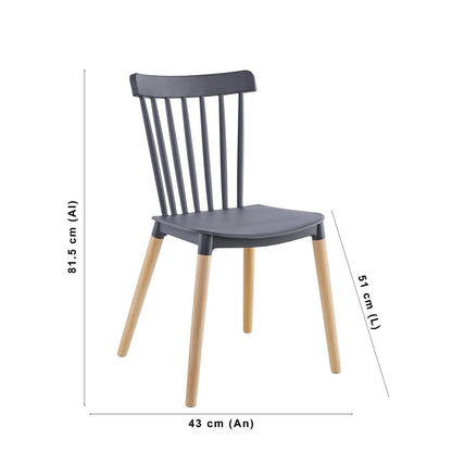 Midtown Concept 4 Sillas de Comedor French Modernas y minimalsitas con Patas de Madera Grey - 81.5 CM X 51 CM X 43 CM