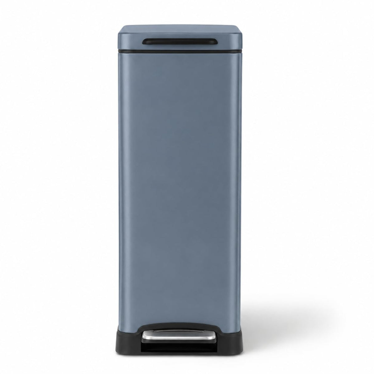 Home Zone Living - Papelera de cocina delgada de 12 galones con tapa de cierre suave, pedal de paso, banda para meter bolsa y forro extraíble, acero inoxidable, azul medianoche, 45 litros