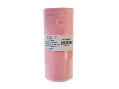 Offray Cinta de tul para manualidades, Rosado, 6 Inch x 25 Yard, 1