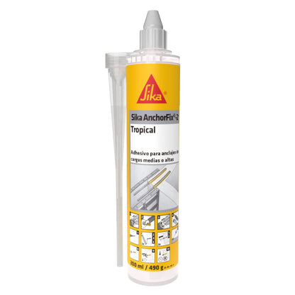 Sika - Adhesivo para nclajes Anchorfix-2 Tropical - Para Anclajes y Fijación de Pernos de Carga Media a Alta - Adecuado para Concreto Fisurado - Libre de Estireno - Gris - Cartucho 300 ml